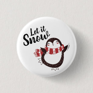 Chapa Redonda De 2,5 Cm Navidades de Cute Pingüino Let it Snow