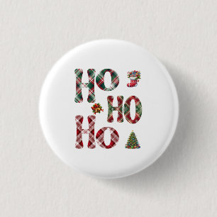 Chapa Redonda De 2,5 Cm Navidades de Ho Ho Ho Ho Plaid