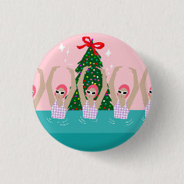Chapa Redonda De 2,5 Cm Navidades de Ilustracion de nadadores artísticos p