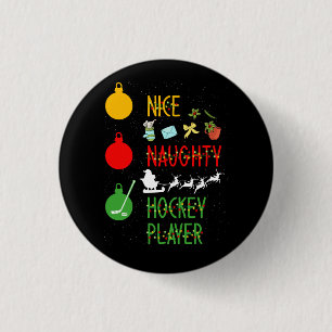 Chapa Redonda De 2,5 Cm Navidades de la lista de jugadores de hockey travi
