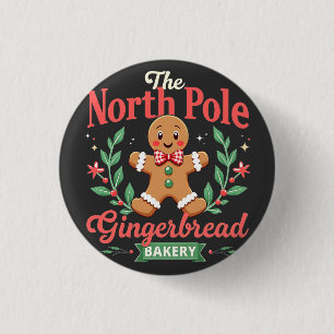 Chapa Redonda De 2,5 Cm Navidades de la panadería Gingerbread del Polo Nor