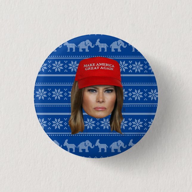 Chapa Redonda De 2,5 Cm Navidades de Melania Trump MAGA (Anverso)