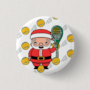 Chapa Redonda De 2,5 Cm Navidades de tenis con Santa Claus en el Fiesta Ba
