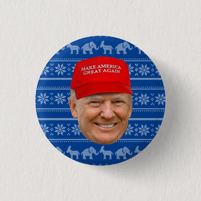 Chapa Redonda De 2,5 Cm NAVIDADES de TRUMP MAGA (Anverso)