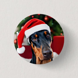 Chapa Redonda De 2,5 Cm Navidades Doberman