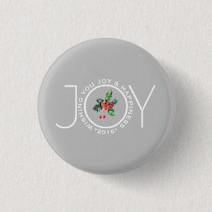 Chapa Redonda De 2,5 Cm Navidades elegantes plantilla Mistletoe & Text Joy