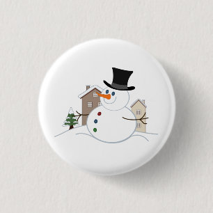 Chapa Redonda De 2,5 Cm Navidades felices Ilustracion Snowman