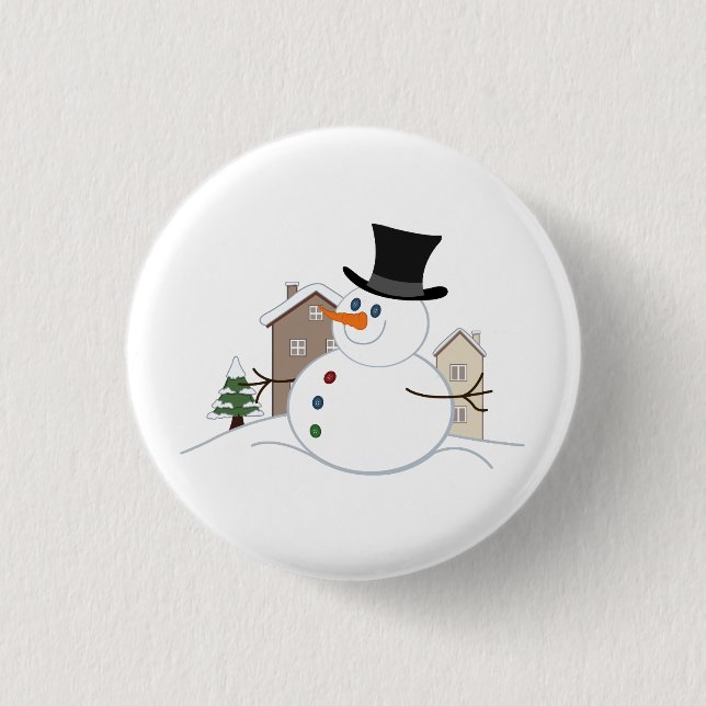 Chapa Redonda De 2,5 Cm Navidades felices Ilustracion Snowman (Anverso)