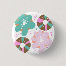 Chapa Redonda De 2,5 Cm Navidades Frotaron Donuts Doodles Rosa