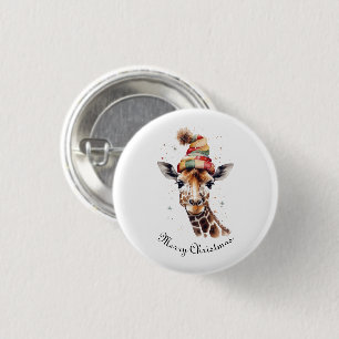 Chapa Redonda De 2,5 Cm Navidades Giraffe, personalizable