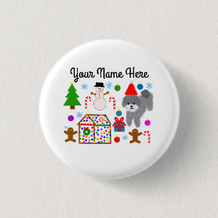 Chapa Redonda De 2,5 Cm Navidades Gray Poodle #3 Button