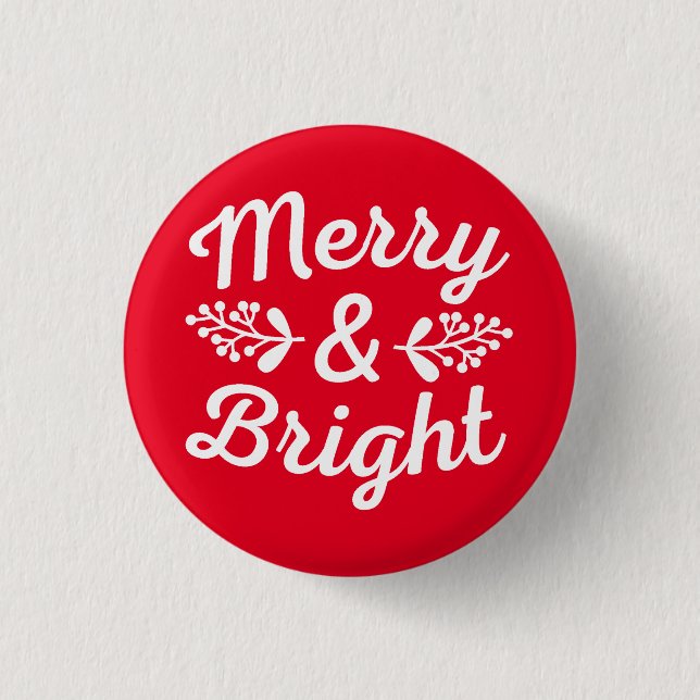 Chapa Redonda De 2,5 Cm Navidades Merry y Bright (Anverso)