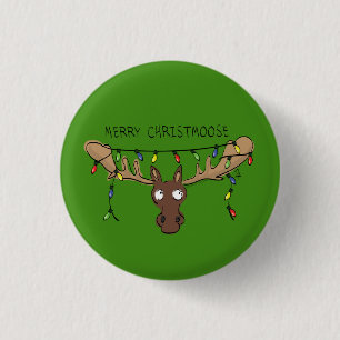 Chapa Redonda De 2,5 Cm Navidades Moose Cute Gracioso Animal de vacaciones