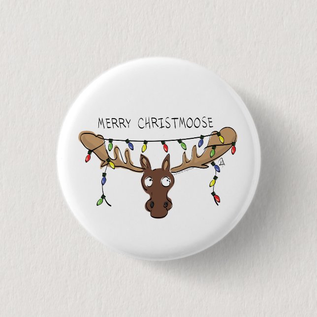 Chapa Redonda De 2,5 Cm Navidades Moose Cute Gracioso Animal de vacaciones (Anverso)