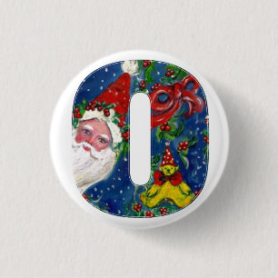 CHAPA REDONDA DE 2,5 CM NAVIDADES O CARTA / SANTA RED RIBBON MONOGRAM