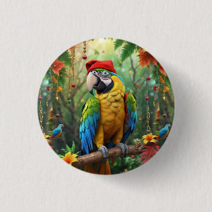Chapa Redonda De 2,5 Cm Navidades Parrot As Santa Claus-76349