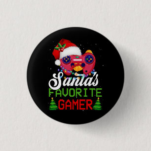 Chapa Redonda De 2,5 Cm Navidades videojuego favorito de gamer Santa