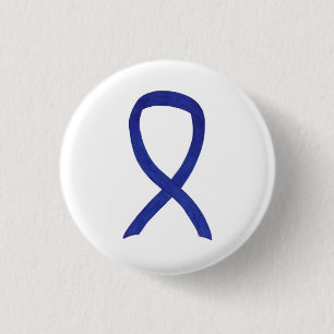 Chapa Redonda De 2,5 Cm Navy, índigo, lazo de cinta de seguridad azul oscu