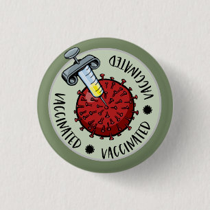 Chapa Redonda De 2,5 Cm Needle with Covid Virus Vaccinated