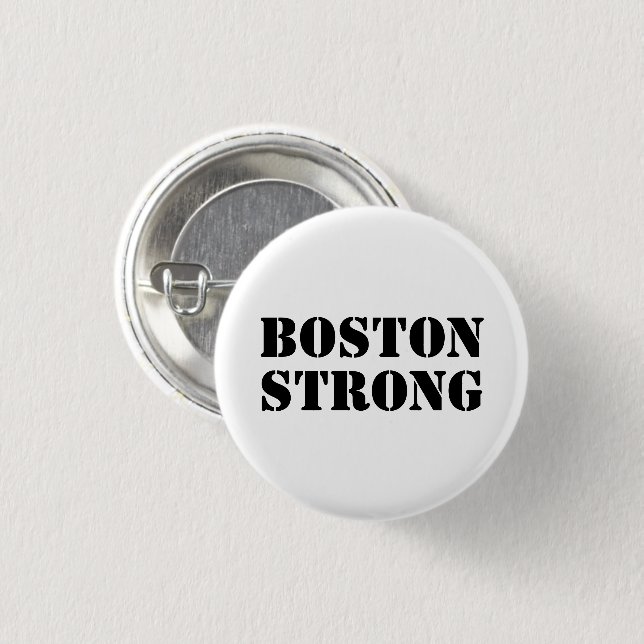 Chapa Redonda De 2,5 Cm Negro blanco "Boston Strong" (Anverso y reverso)