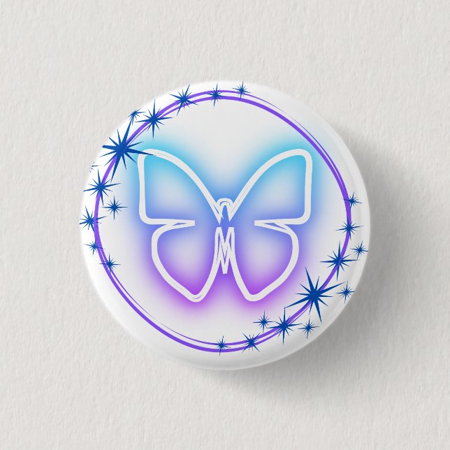 Chapa Redonda De 2,5 Cm Neon Butterfly (Anverso)