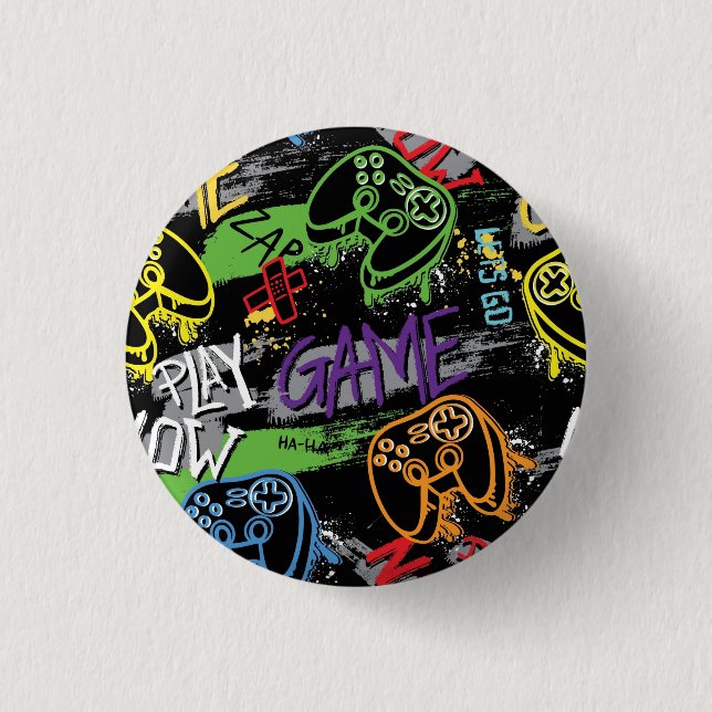 Chapa Redonda De 2,5 Cm Neon Graffiti Gaming Pattern (Anverso)