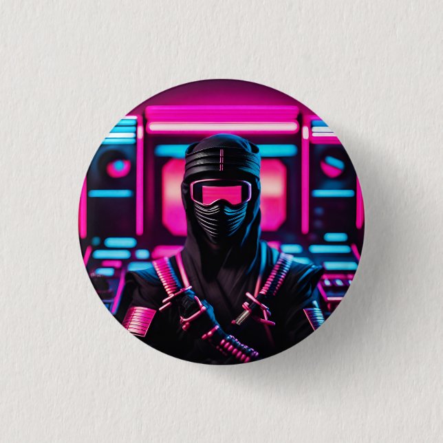 Chapa Redonda De 2,5 Cm neon ninja (Anverso)
