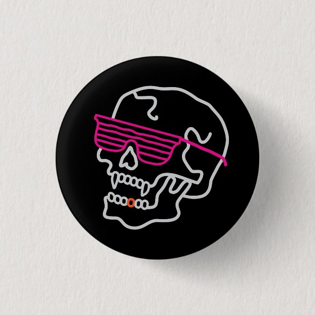Chapa Redonda De 2,5 Cm Neon Skull (Anverso)