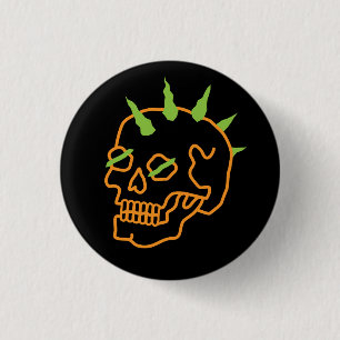 Chapa Redonda De 2,5 Cm Neon Skull