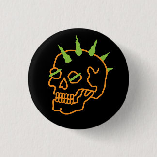 Chapa Redonda De 2,5 Cm Neon Skull
