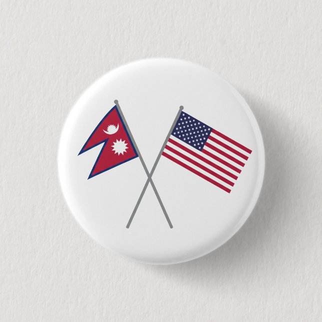 Chapa Redonda De 2,5 Cm Nepalí-Americano (Anverso)