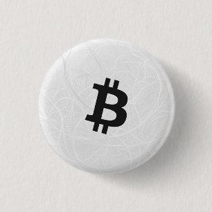 Chapa Redonda De 2,5 Cm Neurona Bitcoin Blanca