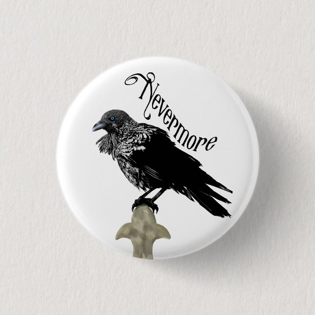 Chapa Redonda De 2,5 Cm Nevermore Raven (Anverso)