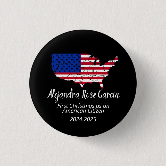 Chapa Redonda De 2,5 Cm New U.S. Citizen – American Map Citizenship Day (Anverso)