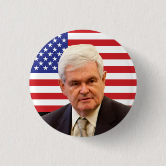 Chapa Redonda De 2,5 Cm Newt Gingrich y bandera de los E.E.U.U.