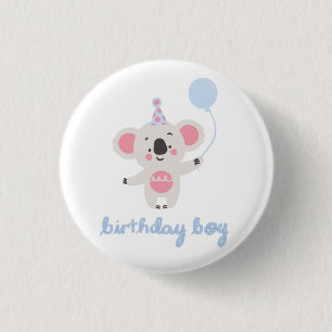 Chapa Redonda De 2,5 Cm Niño De Cumpleaños Teddy Oso Con Un Globo