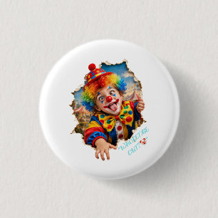 Chapa Redonda De 2,5 Cm Niño Payaso Divertido Rompiendo