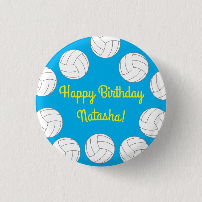 Chapa Redonda De 2,5 Cm Niños de voleibol Deportes de cumpleaños Fiesta (Anverso)