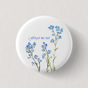 Chapa Redonda De 2,5 Cm No me olvides Flor de jardín acuarela personalizad