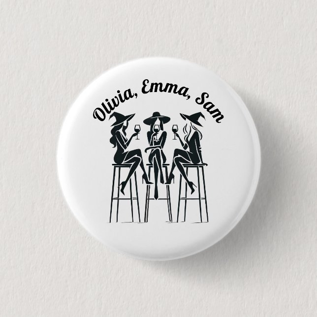 Chapa Redonda De 2,5 Cm Noche de vino de brujas personalizadas, modernas y (Anverso)