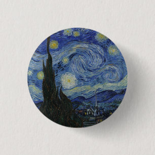 Chapa Redonda De 2,5 Cm Noche estrellada, pintura al óleo, Vincent Van Gog