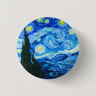 Chapa Redonda De 2,5 Cm Noche Van Gogh Starry