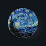 Chapa Redonda De 2,5 Cm Noche Van Gogh Starry. Arte vintage impresionista<br><div class="desc">Botón Van Gogh "La noche estrellada".</div>