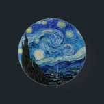 Chapa Redonda De 2,5 Cm Noche Van Gogh Starry. Arte vintage impresionista<br><div class="desc">Botón Van Gogh "La noche estrellada".</div>