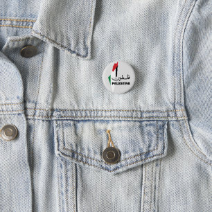 Chapa Redonda De 2,5 Cm Nombre árabe Palestina con bandera palestina