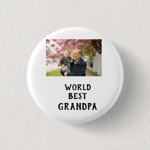 Chapa Redonda De 2,5 Cm nombre de la foto del mejor abuelo del mundo día d