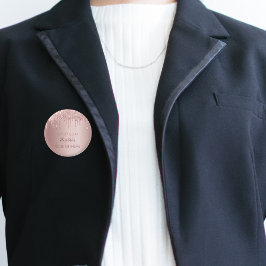 Chapa Redonda De 2,5 Cm Nombre del purpurina de oro del rosa de la fiesta 