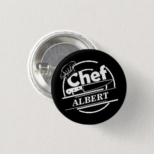 Chapa Redonda De 2,5 Cm Nombre personalizado Chef negro
