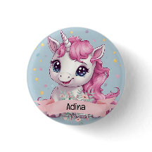 Nombre personalizado de Unicornio, bebé rosa mágic
