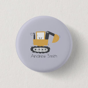 Chapa Redonda De 2,5 Cm Nombre personalizado del Ilustracion de excavador